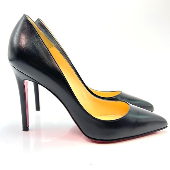 Christian Louboutin Shoes - Christian Louboutin Black Pigalle 100 Leather Heels Pumps 38.5